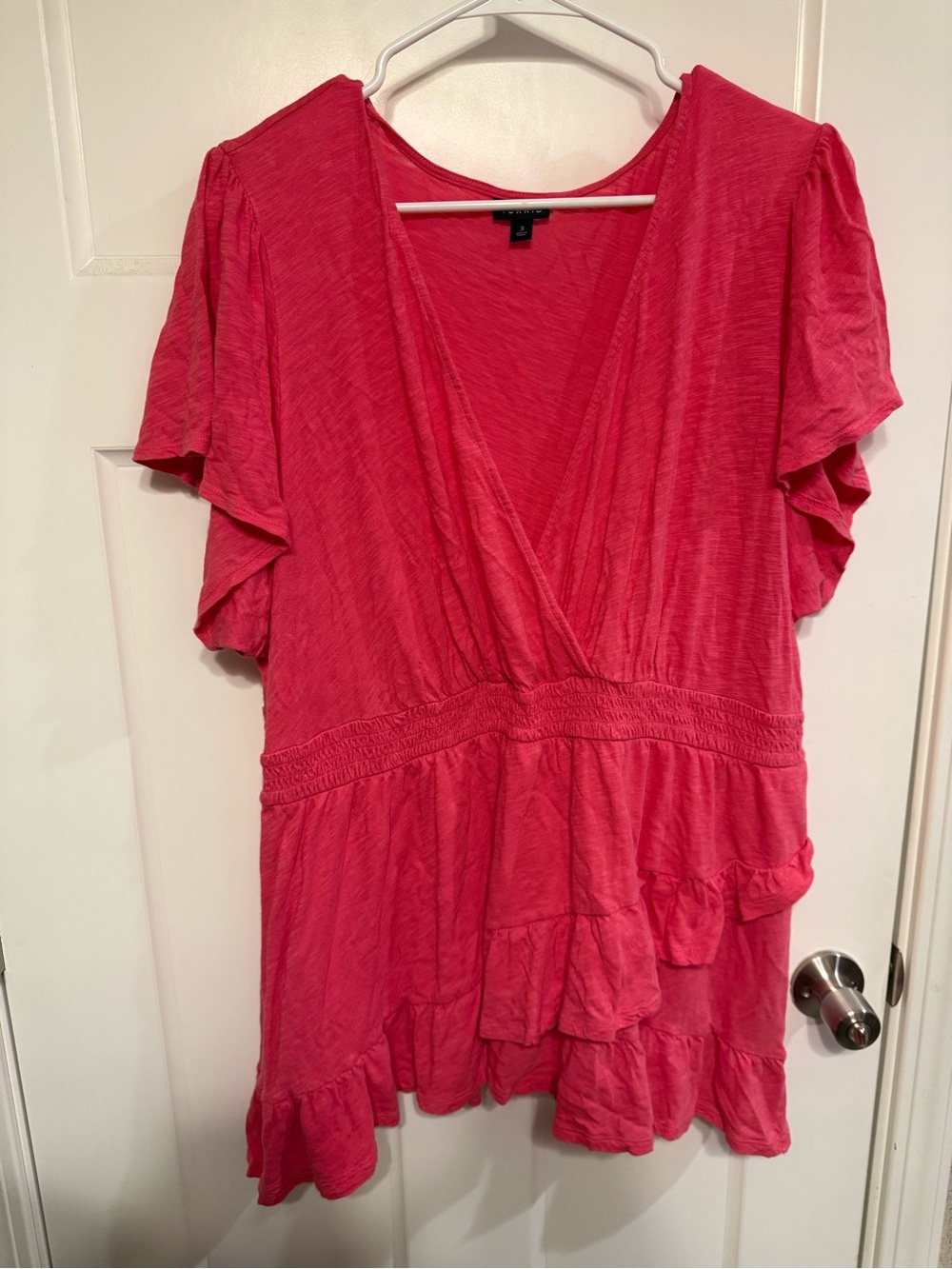 Torrid Pink Ruffled V-Neck Top